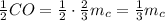 \frac{1}{2} CO=\frac{1}{2}\cdot \frac{2}{3} m_{c}=\frac{1}{3} m_{c}