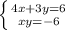 \left \{ {{4x+3y=6} \atop {xy=-6}} \right.