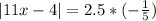 |11x-4|=2.5*(-\frac{1}{5} )