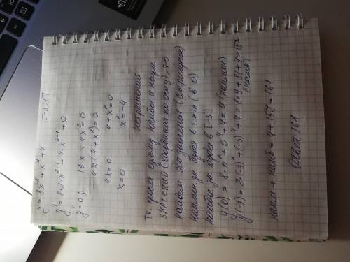 Найти сумму наиболышего и наименьшего значений у = 8x²-x4+4на[-3:1]​