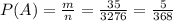 P(A) = \frac{m}{n} = \frac{35}{3276} = \frac{5}{368}