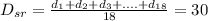 D_{sr}=\frac{d_1+d_2+d_3+....+d_{18}}{18}=30