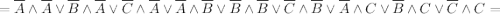 = \overline A \land \overline A \lor \overline B \land \overline A \lor \overline C \land \overline A \lor \overline A \land \overline B \lor \overline B \land \overline B \lor \overline C \land \overline B \lor \overline A \land C \lor \overline B \land C \lor \overline C \land C =