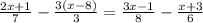 \frac{2x+1}{7} -\frac{3(x-8)}{3} = \frac{3x-1}{8}-\frac{x+3}{6}