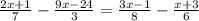 \frac{2x+1}{7} -\frac{9x-24}{3} = \frac{3x-1}{8}-\frac{x+3}{6}