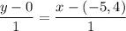 \dfrac{y-0}{1}=\dfrac{x-(-5,4)}{1}