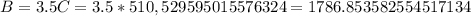 B = 3.5C = 3.5 * 510,529595015576324 = 1786.853582554517134