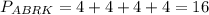 P_{ABRK}=4+4+4+4=16