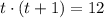 t\cdot (t+1)=12