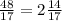 \frac{48}{17} = 2 \frac{14}{17}