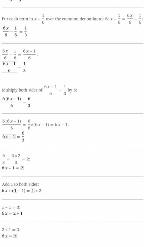 Найдите х: (х-1/3)+1/6=1/3