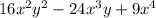 16 {x}^{2} {y}^{2} - 24 {x}^{3} y + 9 {x}^{4}