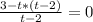 \frac{3-t*(t-2)}{t-2}=0