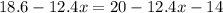 18.6-12.4x=20-12.4x-14