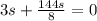 3s+\frac{144s}{8} =0