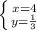 \left \{ {{x=4 } \atop {y=\frac{1}{3} }} \right.\\\\