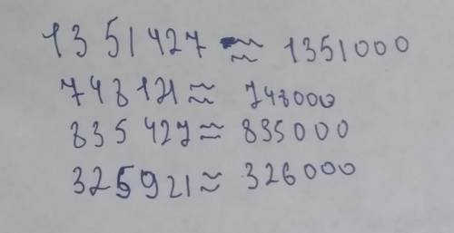 РАБОТА В ПАРЕ 4АОбъясни, как округлить до сотен тысяч.1 351 427748 121835 427325 921​