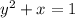 y {}^{2} + x = 1