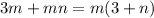 3m+mn=m(3+n)