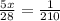 \frac{5x}{28} = \frac{1}{210}