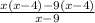 \frac{x(x - 4) - 9(x - 4)}{x - 9}