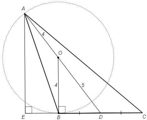 Окружность с центром на медиане AD треугольника ABC проходит через вершину A и касается стороны BC в