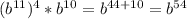 (b^{11} )^4 * b^{10}=b^{44+10}=b^{54}