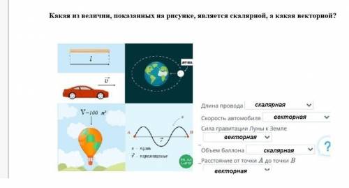 Какая из величин, показанных на рисунке, является скалярной, а какая векторной ​