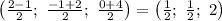 \left(\frac{2-1}{2}; \ \frac{-1+2}{2}; \ \frac{0+4}{2} \right)=\left(\frac{1}{2}; \ \frac{1}{2}; \ 2 \right)