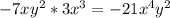 -7xy^2*3x^3=-21x^4y^2