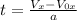 t = \frac{V_{x} - V_{0x} }{a}