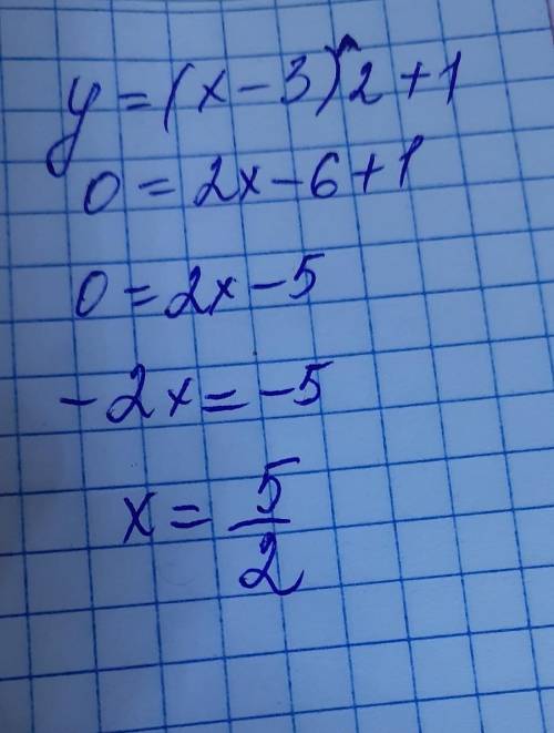 В графике функции y=(x-3)^2+1 паралельный перенос нужно осуществить​