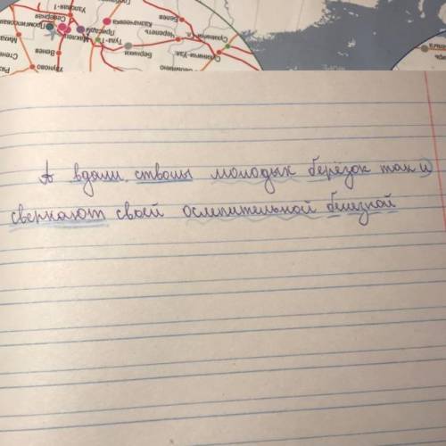 Синтаксический разбор предложения А вдали стволы молодых берёзок так и сверкают своей оспепительной