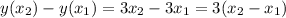 y(x_2)-y(x_1)=3x_2-3x_1=3(x_2-x_1)