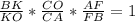 \frac{BK}{KO} *\frac{CO}{CA} *\frac{AF}{FB} =1