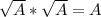 \sqrt{A}*\sqrt{A}=A