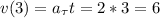 \displaystyle v(3)=a_{\tau}t=2*3=6