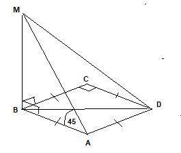 На рисунку ABCD — квадрат, MB — перпендикуляр до площини ABC. Похила AM нахилена донаошини ABC під к