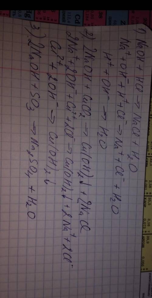 Напишите полные ионные и сокращенные ионные уравнения данных уравнений КОН + HCL = KCL + H2O2) CuCL2