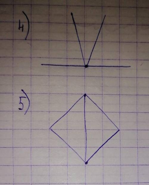 4: Начертите угол, а затем начертите два угла, смежные с этим углом. 5: Начертите два треугольника,
