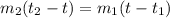 m_2(t_2-t)=m_1(t-t_1)