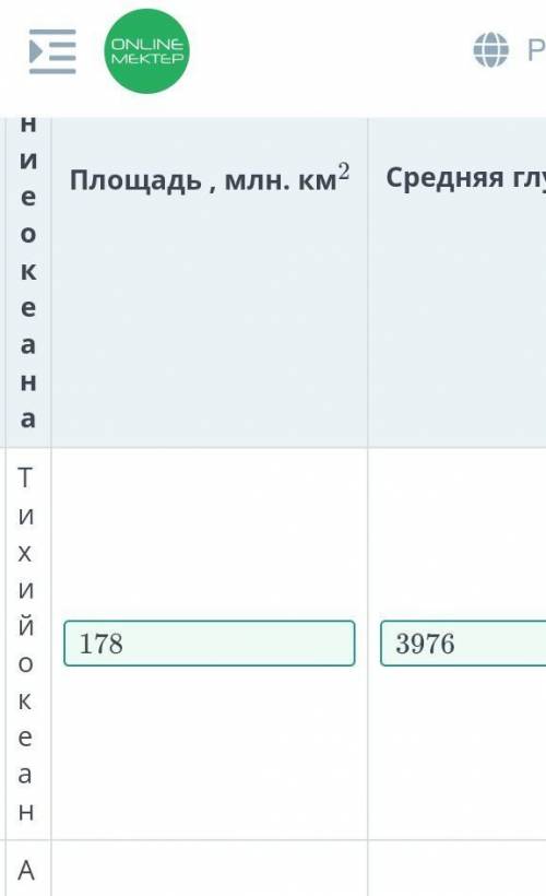 используя данные текста составь таблицу этих и атлантическом океане тихий океан самый большой океан