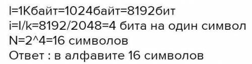 Информационное сообщение объемом 2048Мб содержит 3072 символа.Сколько символов содержит алфавит,при