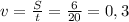 v=\frac{S}{t} =\frac{6}{20} =0,3