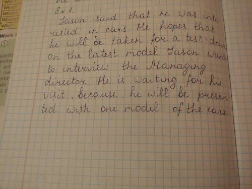 . Read Jahongir's interview with Jason and write an article. Use Indirect Speech. e.g. Jason said th