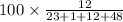 100 \times \frac{12}{23 + 1 + 12 + 48}