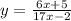 y = \frac{6x + 5}{17x - 2}