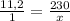 \frac{11,2}{1} = \frac{230}{x}