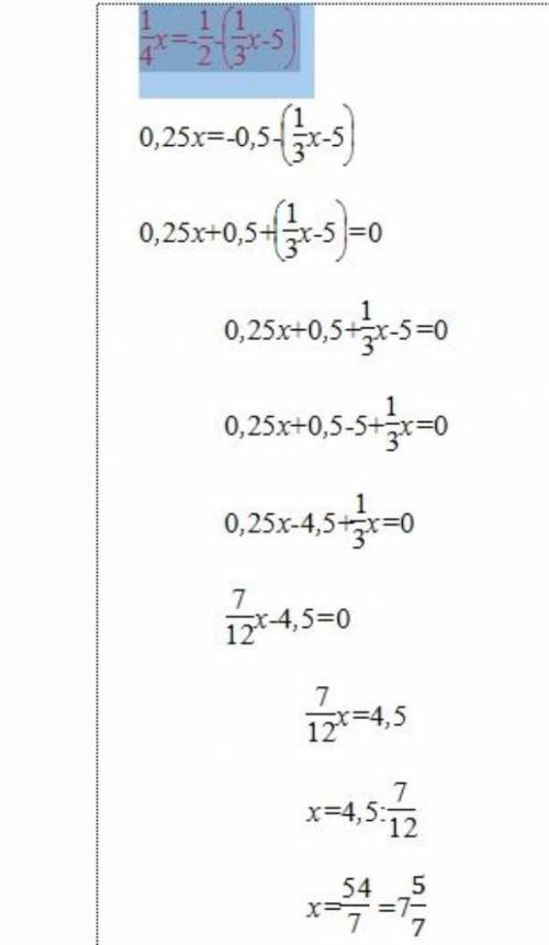 3. Найдите корень уравнения: 1/4х=-1/2-(1/3х-5)​