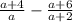 \frac{a + 4}{a} - \frac{a + 6}{a + 2}